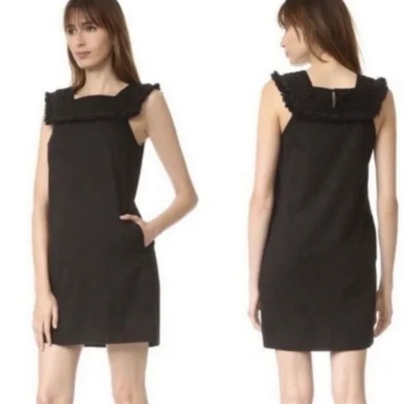 MADEWELL Black Sundream Fringe Crotchet Shift cotton dress pocket lined Size S 4 - Picture 1 of 7